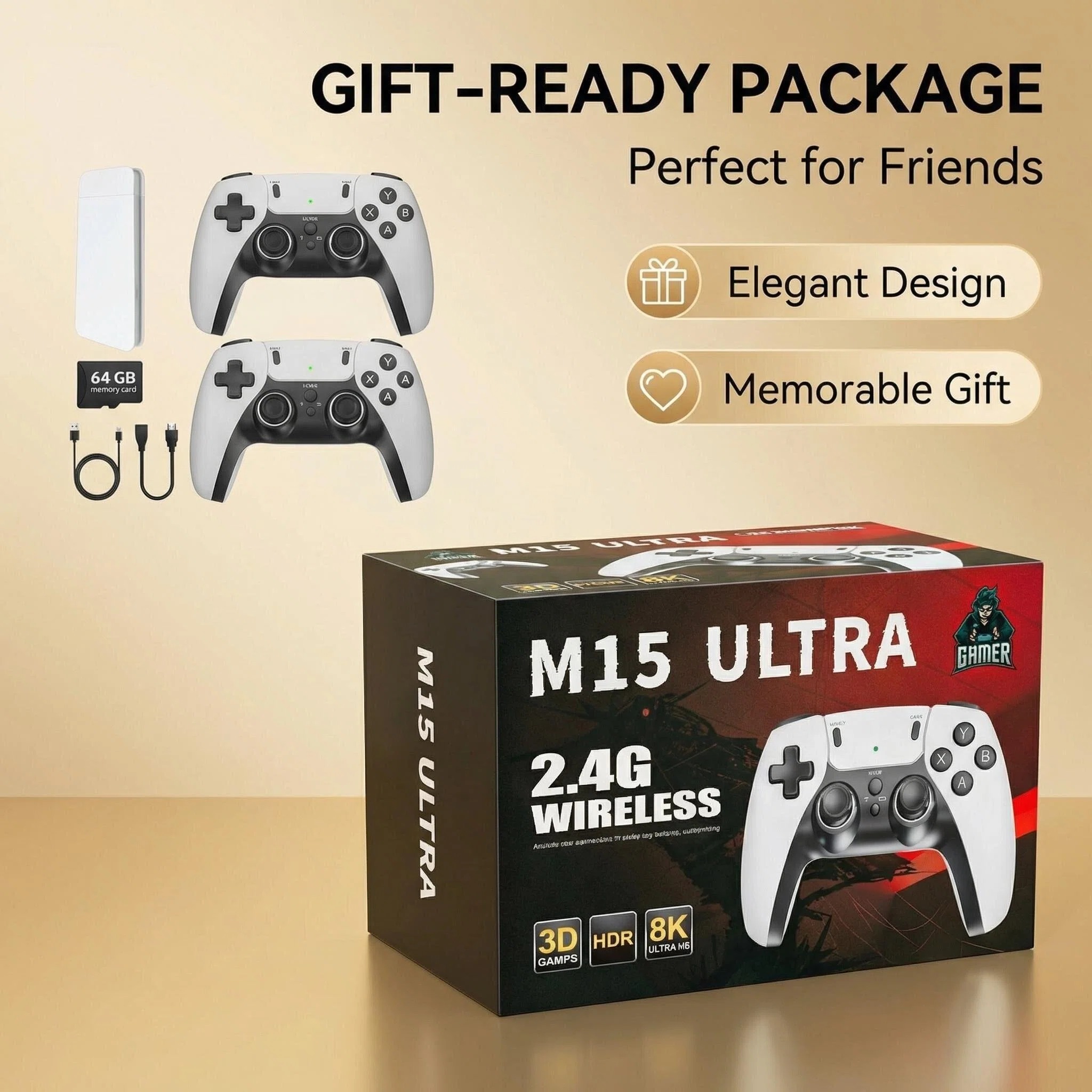 Retro Gaming Gif - M15 Ultra 2.4G ワイヤレスゲームスティック HDMI レトロゲームコンソール