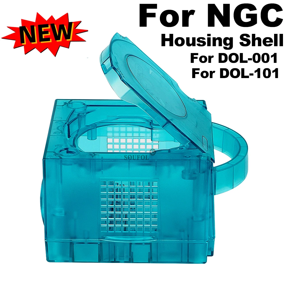 Retro Gaming Setup - アイスブルー交換ケースゲームキューブシェル透明ハウジングシェルケース NGC レトロビデオゲームコンソール DOL-101/DOL-001