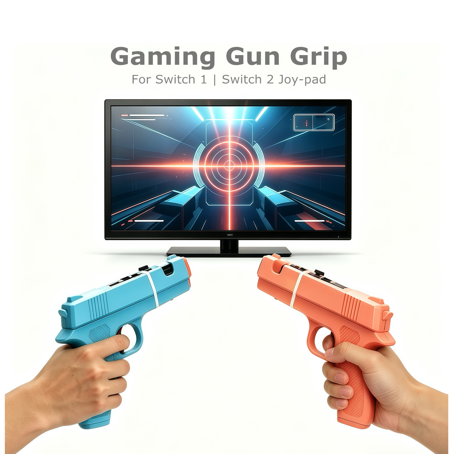 Retro Gaming Gun - シューティングゲーム用ガンコントローラーグリップ Nintendo Switch 2 Joy-con用ハンドル ゲームグリップ