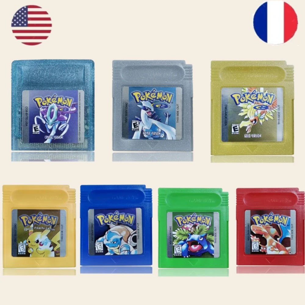 GBC 16ビット ポケモン ゲームカセットセット、複数色、 - Retro Gaming Gif のレビューと価格