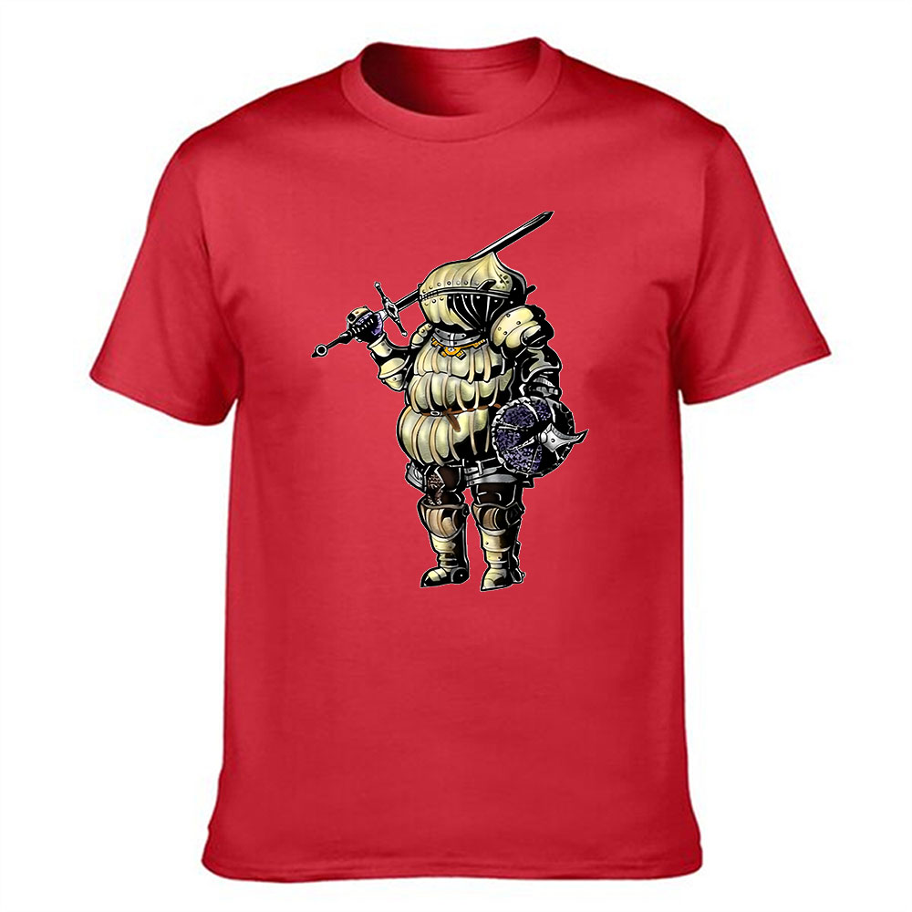 メンズコットン半袖Tシャツ、レトロなぽっちゃり騎士プリント入 - Retro Knight Gaming のレビューと価格