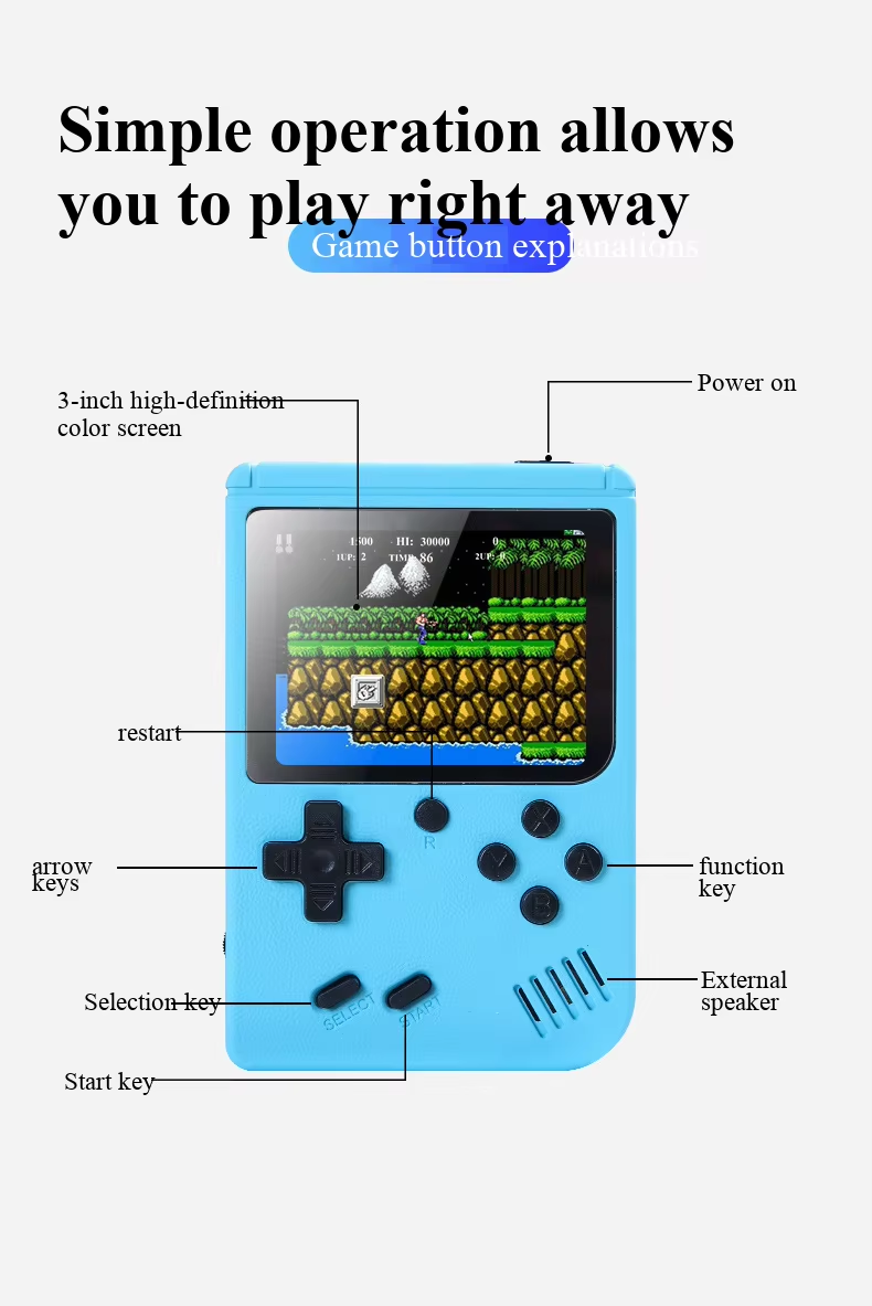 新型3インチ携帯レトロミニビデオゲームコンソール 8ビットハ - Retro Gaming App のレビューと価格